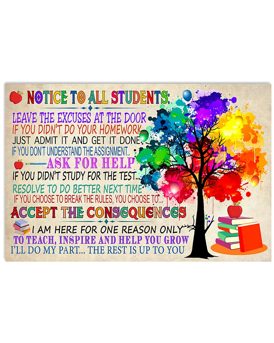 Teacher Notice To all Students 17x11 Poster