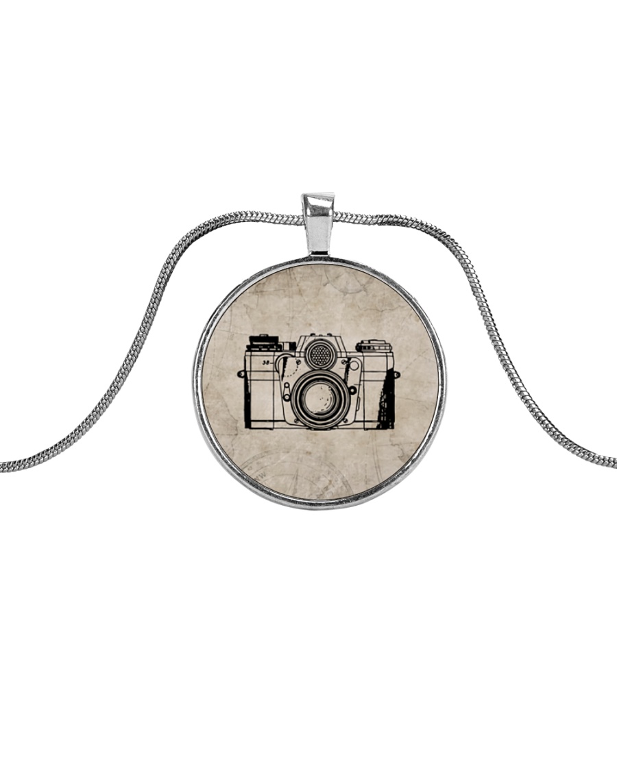 Vintage Camera Photography Metallic Circle Necklace