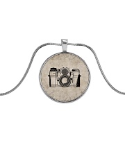 Vintage Camera Photography Metallic Circle Necklace front