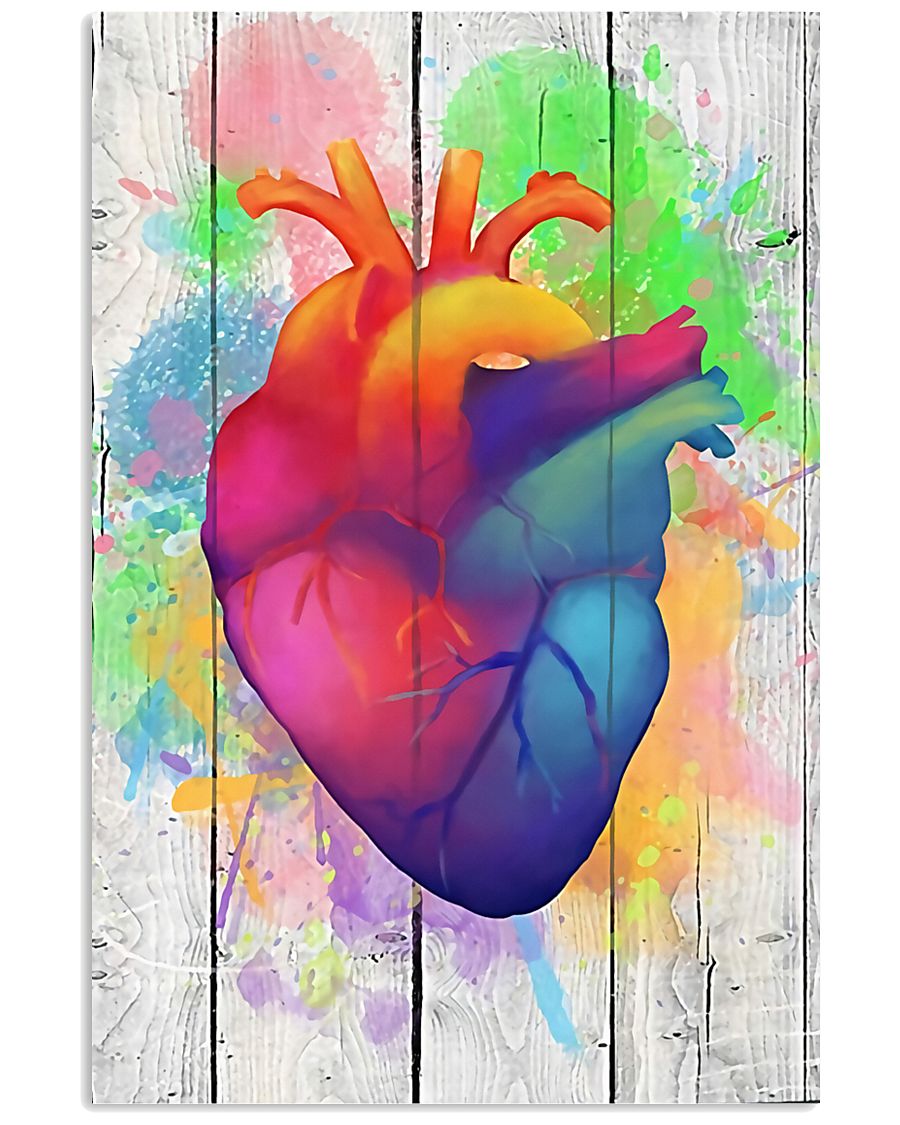 Colorful Heart Anatomy Canvas Cardiologist 11x17 Poster