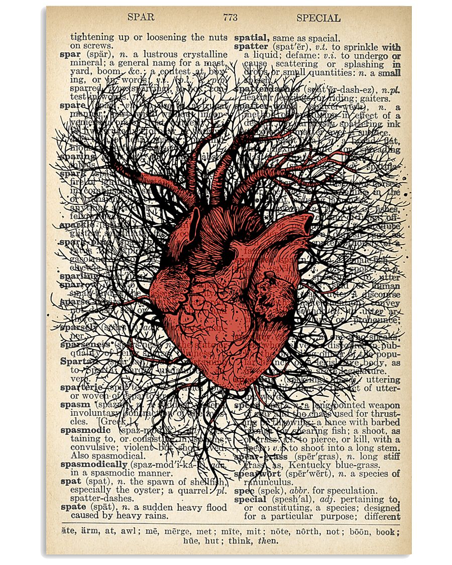 Anatomical Heart Vintage Background Cardiologist 11x17 Poster
