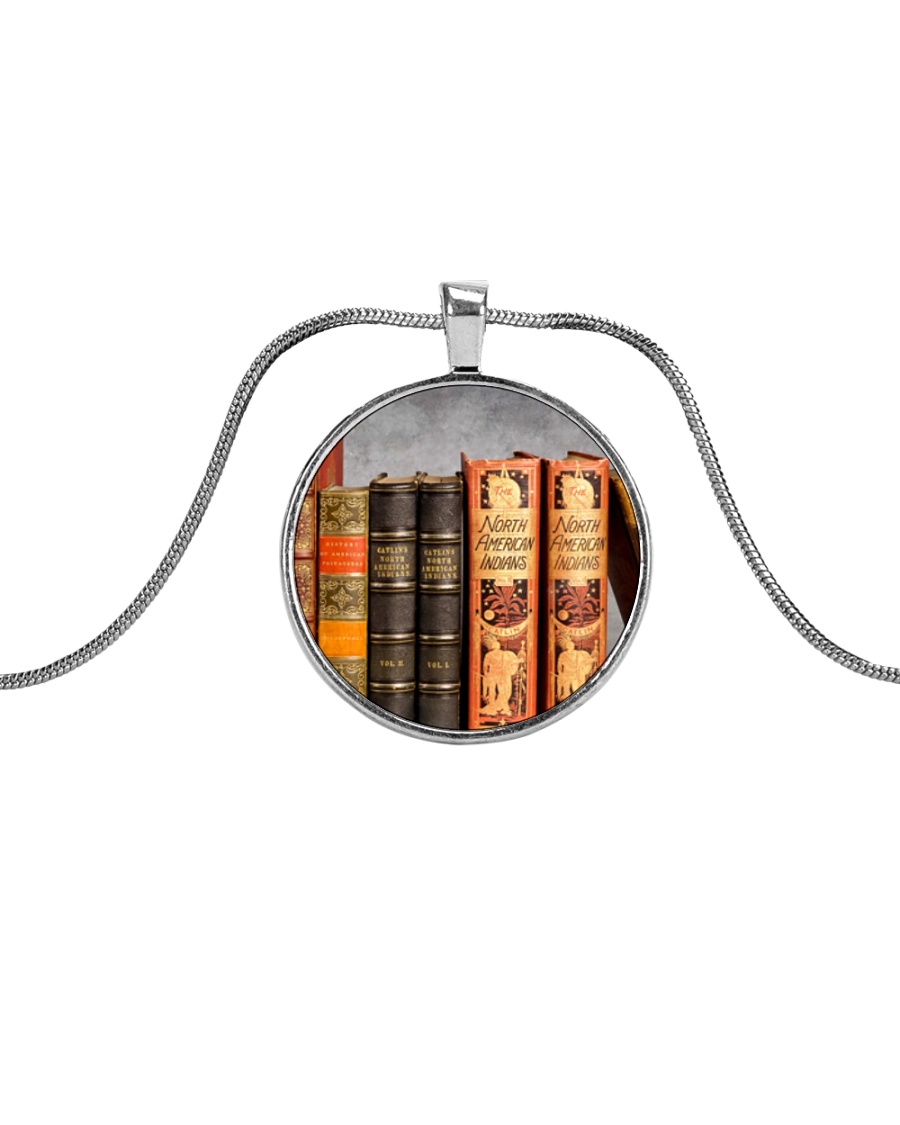 Librarian Books necklace Metallic Circle Necklace