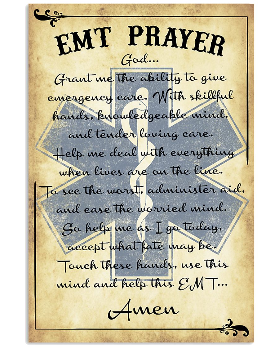 Paramedic EMT Prayer 11x17 Poster