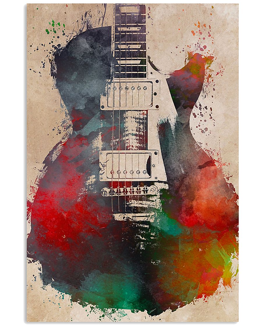 Watercolor Guitar Art Print 11x17 Poster