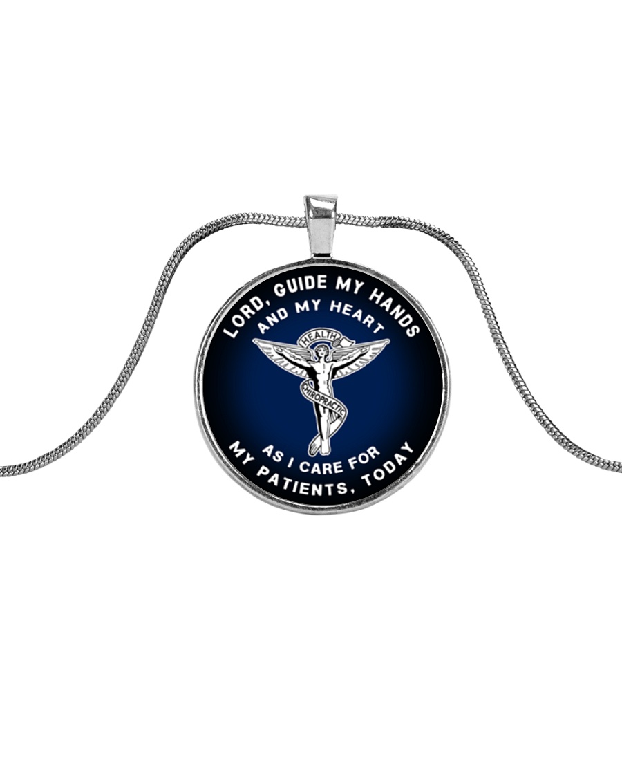 Chiropractic Lord guide my hands Metallic Circle Necklace