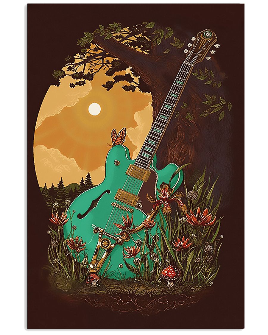 Guitar 6 Strings Under Sunset 11x17 Poster