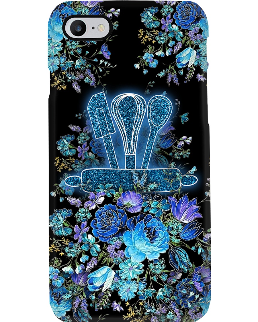Baker Blue Flowery Baking Tools Phone Case