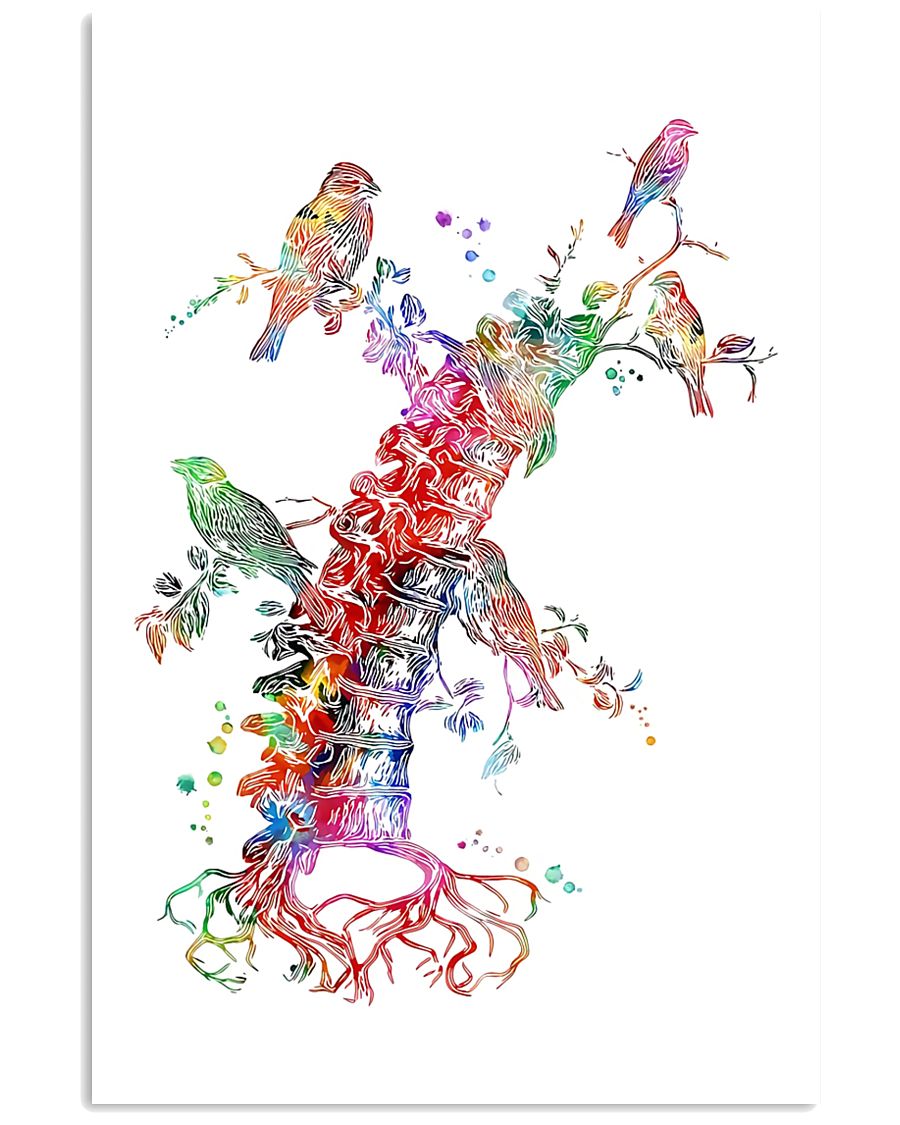 Chiropractor Colorful Spine With Birds 11x17 Poster