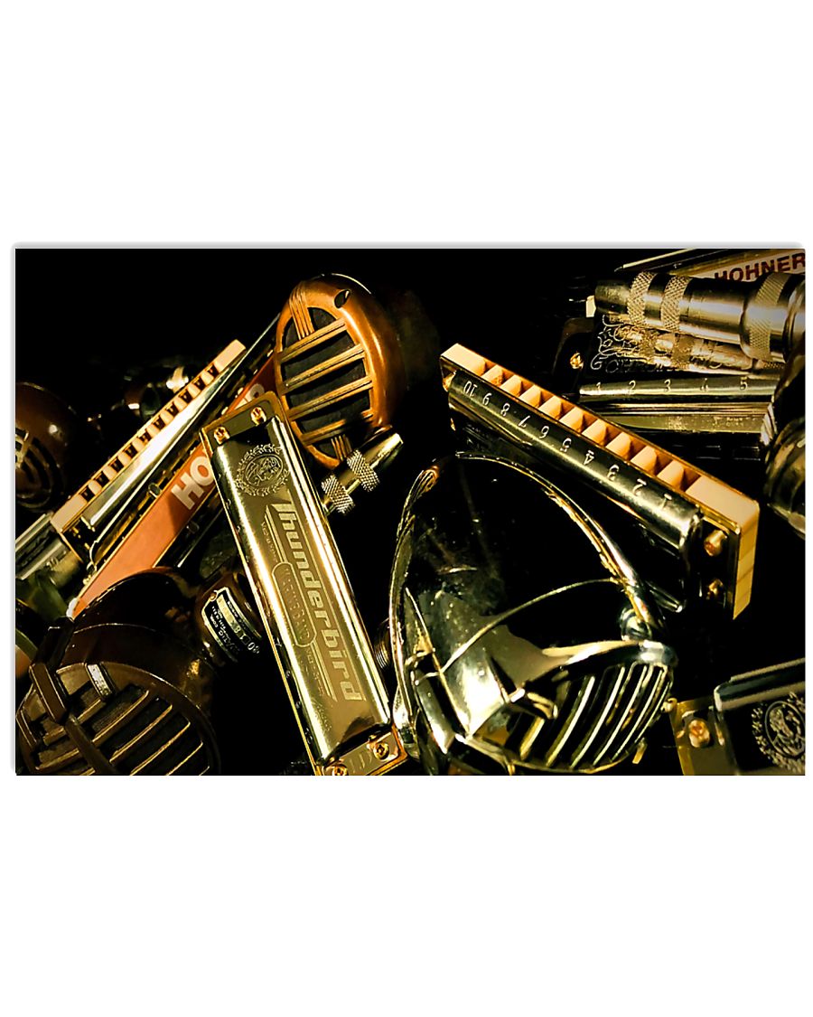 Many Art Vintage Harmonicas 17x11 Poster