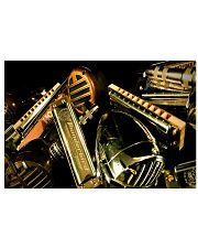 Many Art Vintage Harmonicas 17x11 Poster front