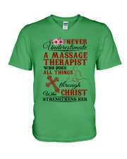 Massage Therapist Does All Things V-Neck T-Shirt tile