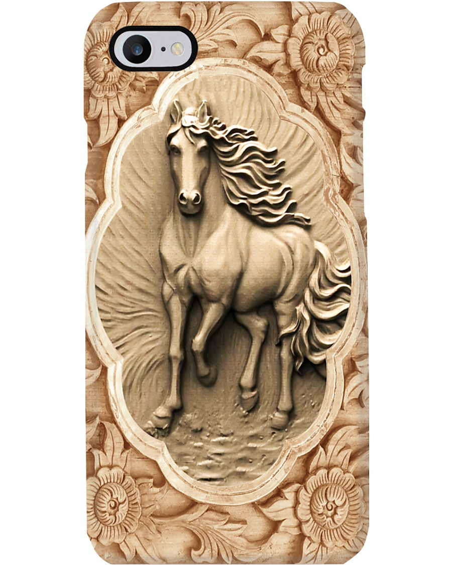 Horse Girl Horse And Flowers Wood Sculpture Art Phone Case