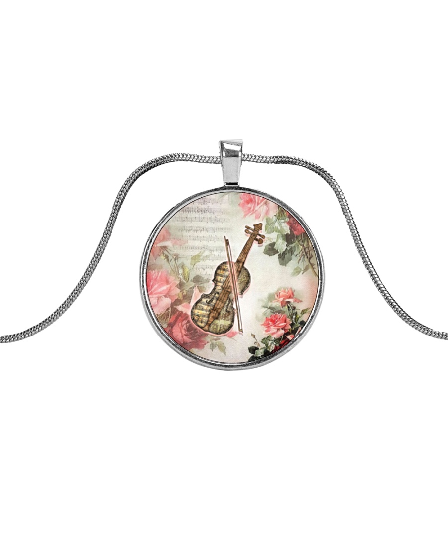 Viola Flower Metallic Circle Necklace