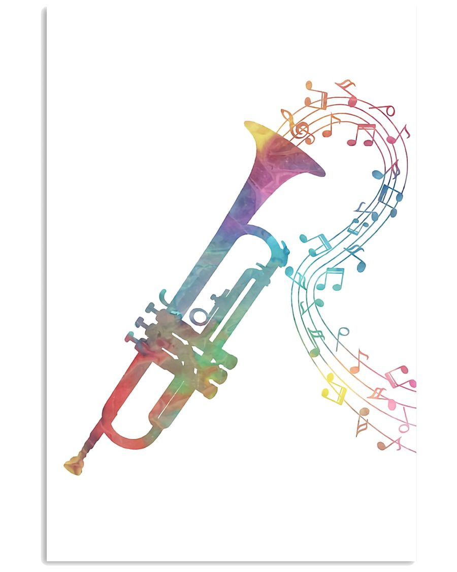 Watercolor Trumpet And Music Notes 11x17 Poster