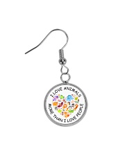 Vegan I love animals Circle Earrings thumbnail