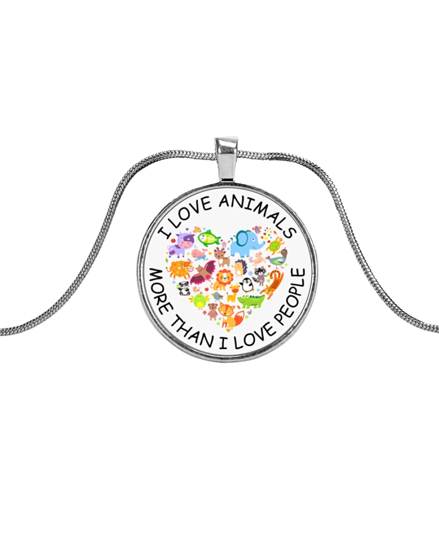 Vegan I love animals Metallic Circle Necklace