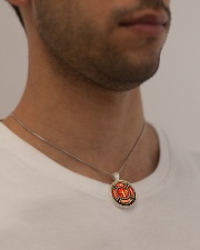 Firefighter Fire Honor Rescue Courage Metallic Circle Necklace aos-necklace-circle-metallic-lifestyle-2