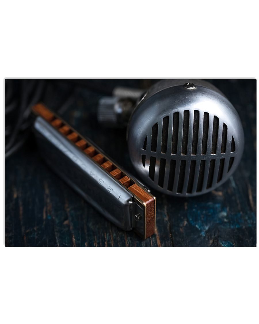Blues Harmonica Microphone 17x11 Poster