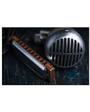 Blues Harmonica Microphone 17x11 Poster front