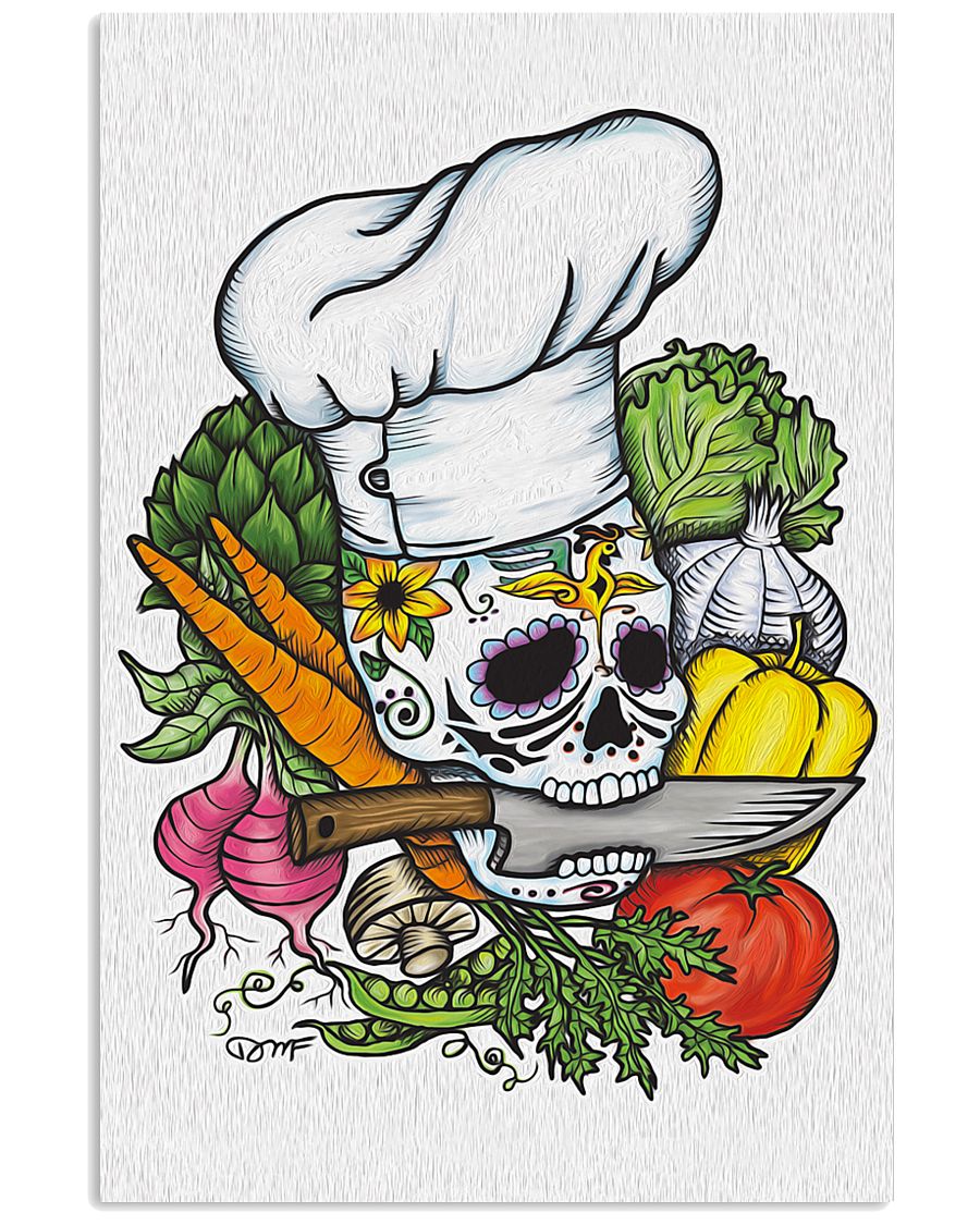 Skull Chef with vegestable 11x17 Poster