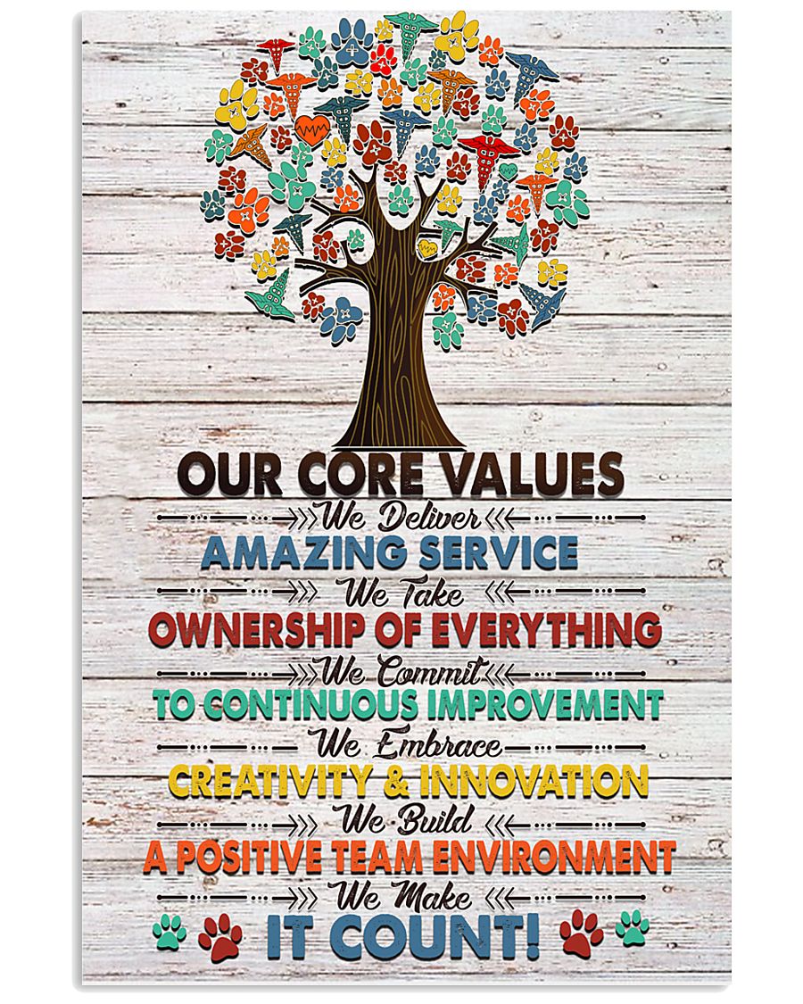 Veterinarian Our Core Values Poster 11x17 Poster