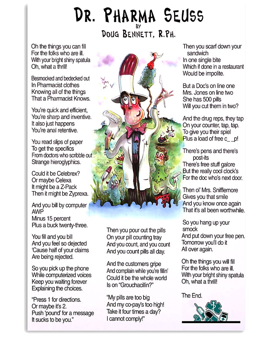 Pharmacist Dr Pharma Seuss 11x17 Poster