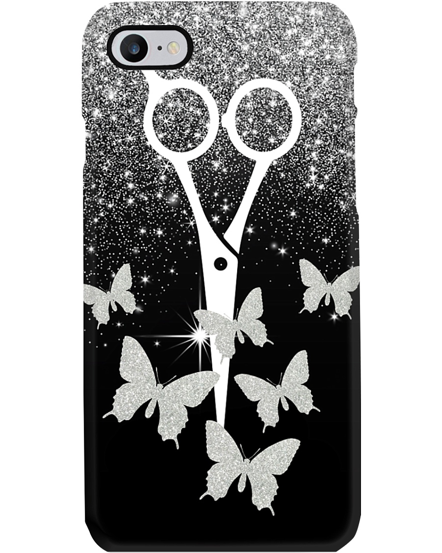 Hairdresser Sparkle Scissor And Butterfly Phone Case