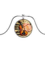 Violin and rose Metallic Circle Necklace front