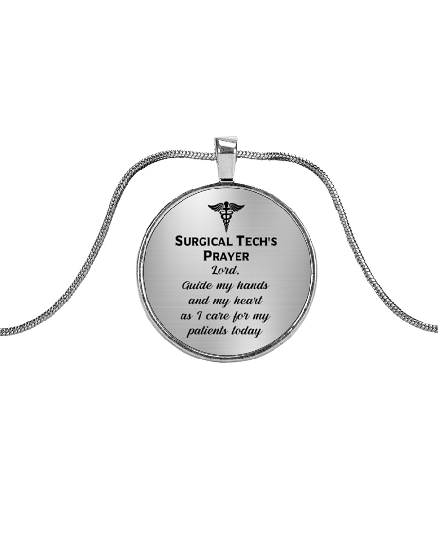 Surgical Technologist's Prayer Metallic Circle Necklace