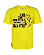Breast Cancer You Can't Scare Me V-Neck T-Shirt tile