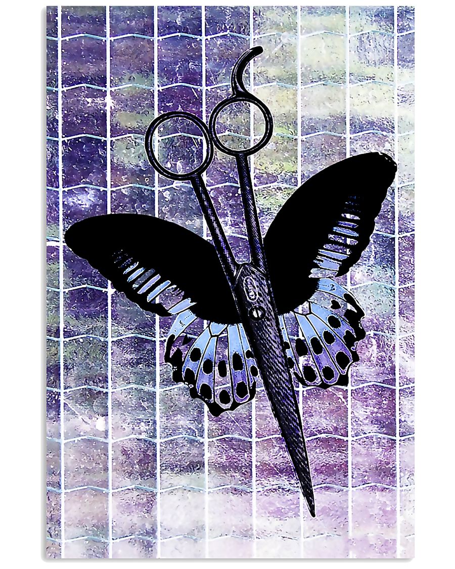 Purple Butterfly Scissor Hairdresser 11x17 Poster