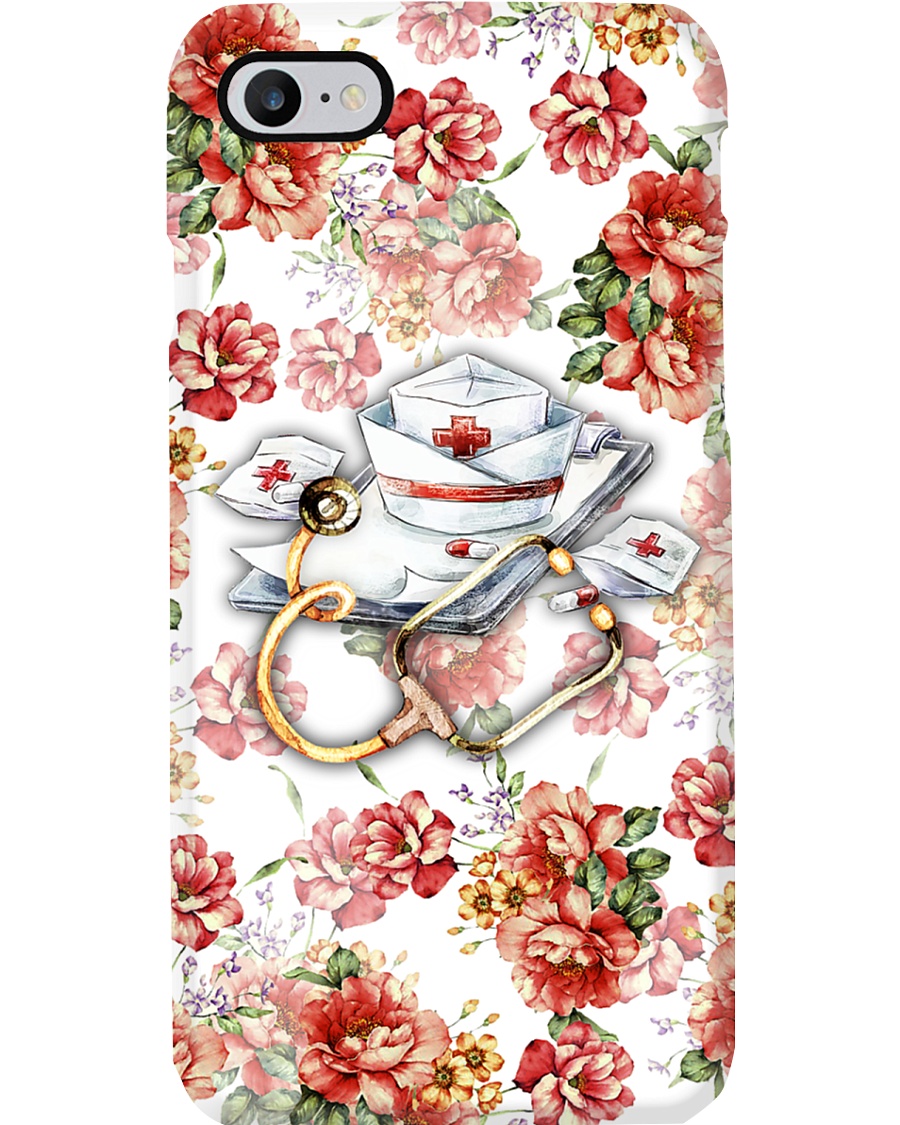 Nurse Floral Hat Stethoscope Phone Case