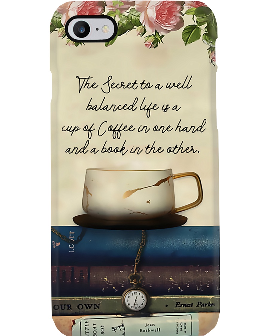 Librarian A Balanced Life With Coffee And Books Phone Case