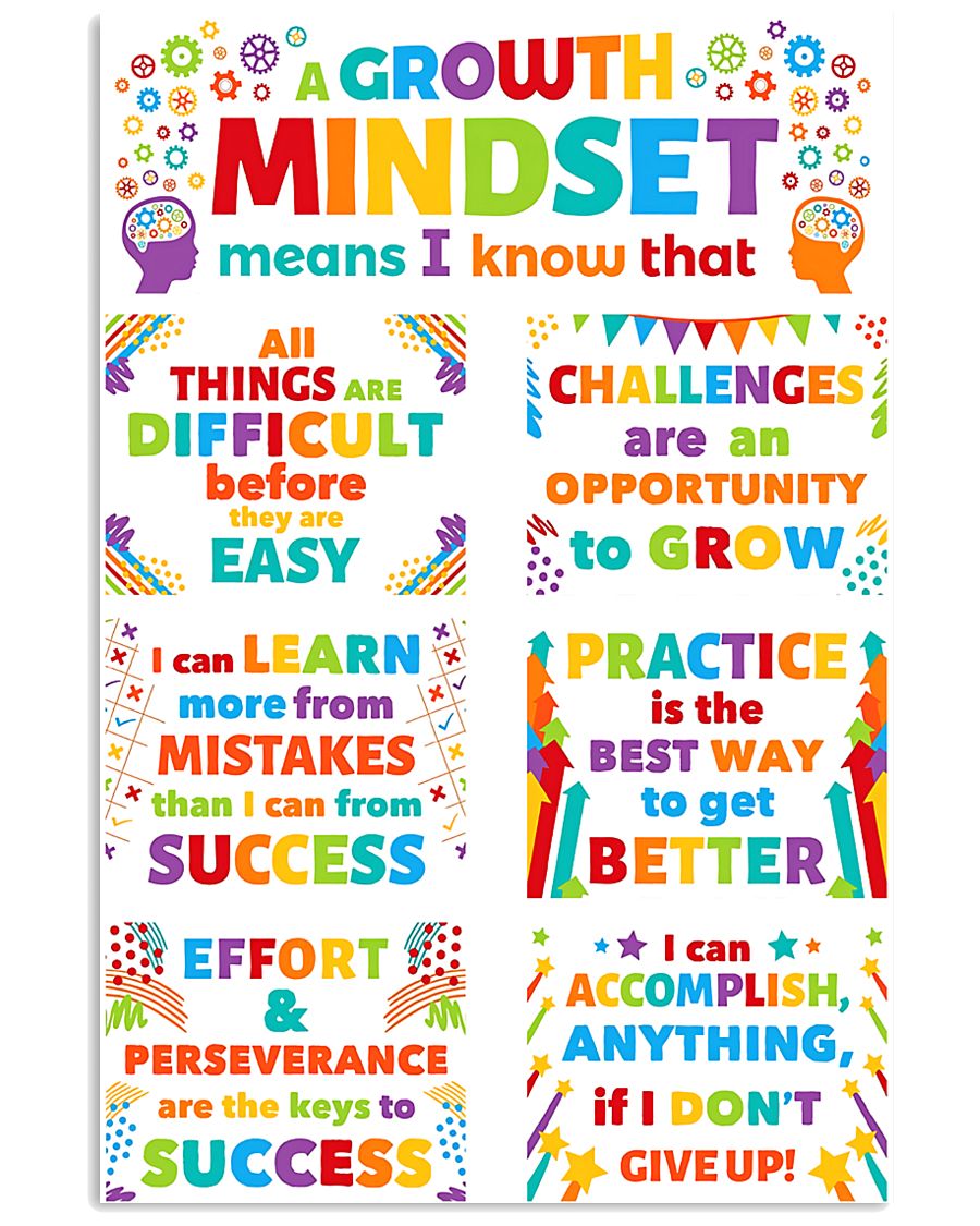 Growth Mindset Colorful Teacher 11x17 Poster