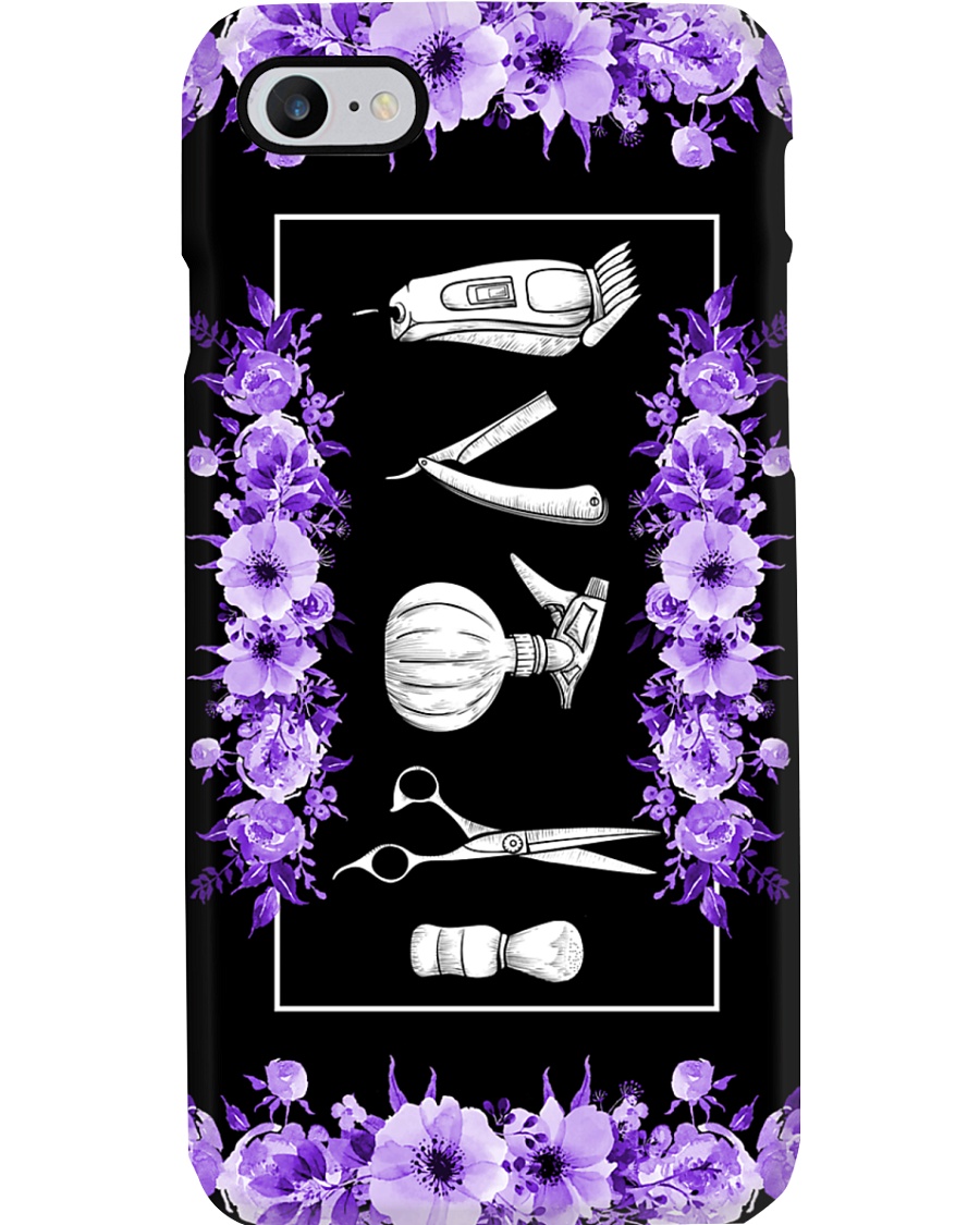 Hairstylist Tools And Purple Flowers Art Phone Case