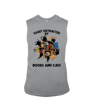 Librarian Easily Distracted By Books And Cats Sleeveless Tee tile