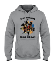 Librarian Easily Distracted By Books And Cats Hooded Sweatshirt tile