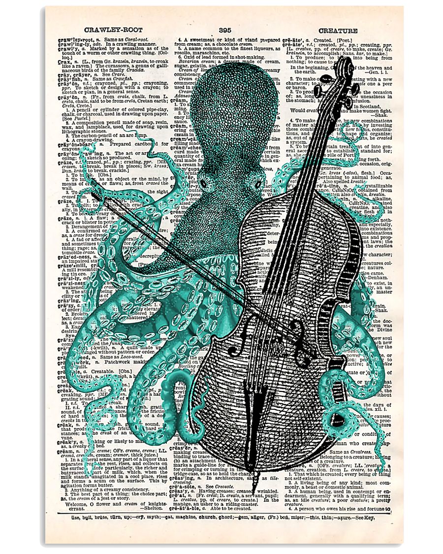 Octopus playing cello 11x17 Poster