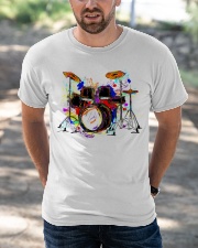 Drummer Colorful Drum Set Classic T-Shirt apparel-classic-tshirt-lifestyle-front-50