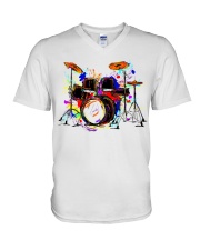 Drummer Colorful Drum Set V-Neck T-Shirt thumbnail