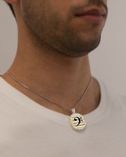 Bass Guitar Clef Metallic Circle Necklace aos-necklace-circle-metallic-lifestyle-2