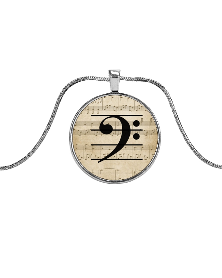 Bass Guitar Clef Metallic Circle Necklace