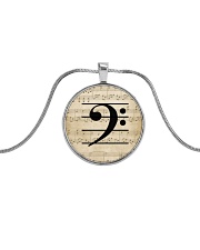 Bass Guitar Clef Metallic Circle Necklace front