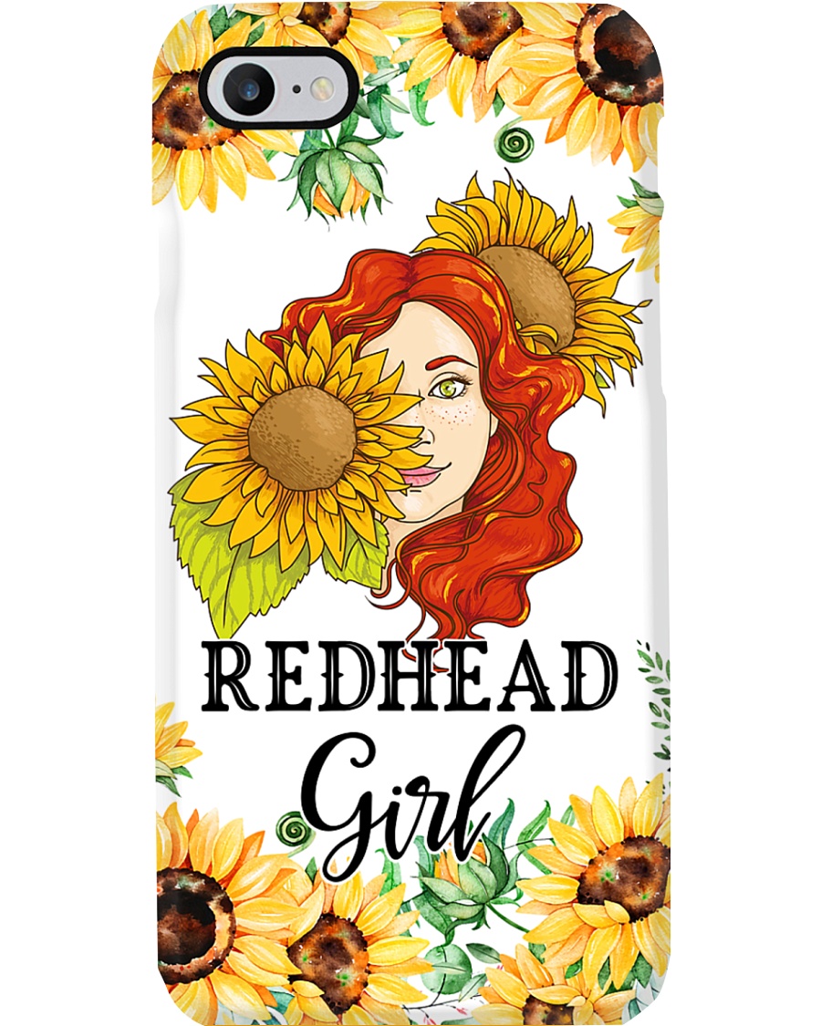 Redhead Girl with sunflower Phone Case