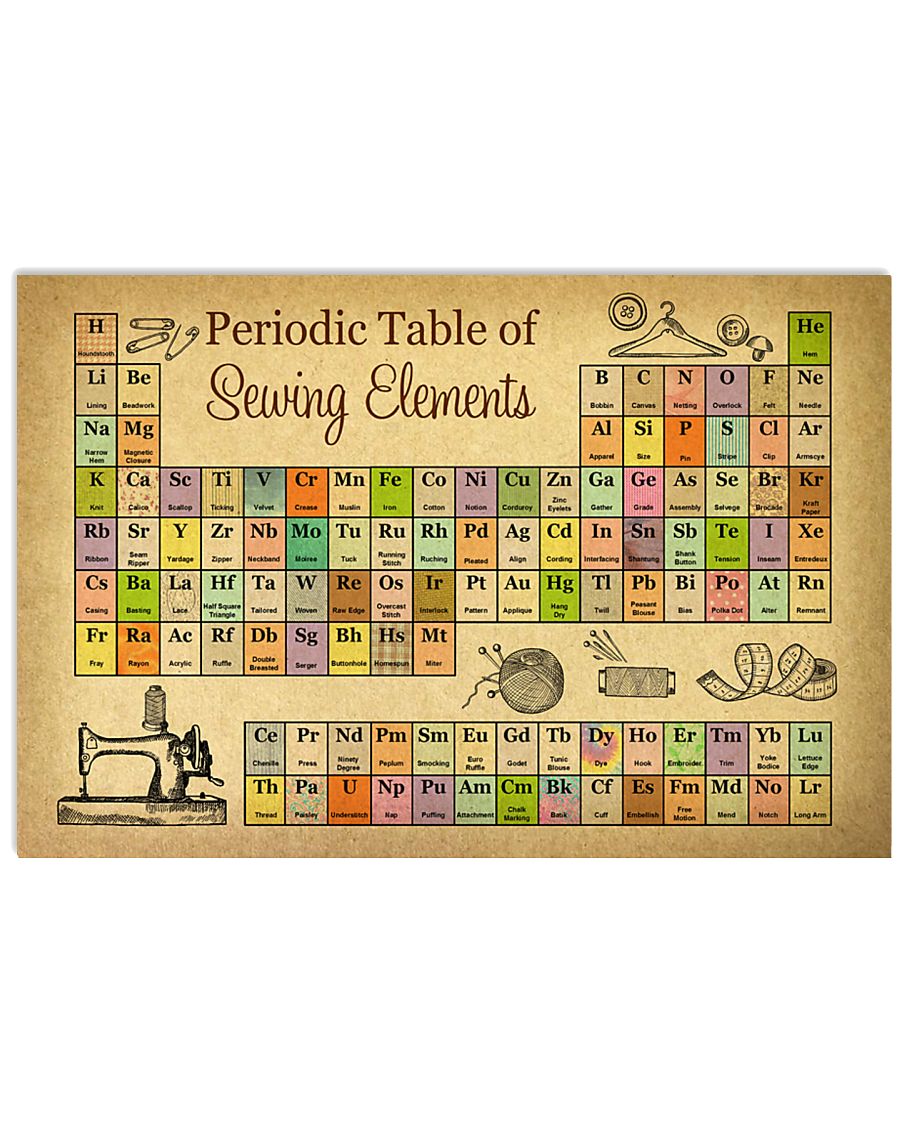 Periodic Table Of Sewing Elements 17x11 Poster