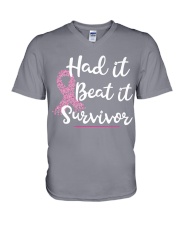 Breast Cancer Had It Beat It Survivor V-Neck T-Shirt tile