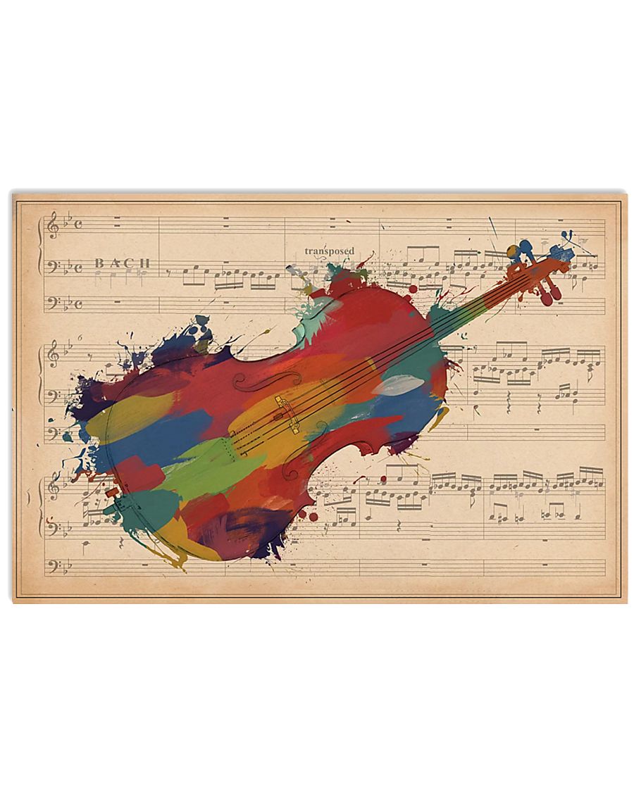 Violinist Colorful Violin Music Sheet 17x11 Poster