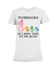 Teachersaurus More Awesome Teacher Premium Fit Ladies Tee tile