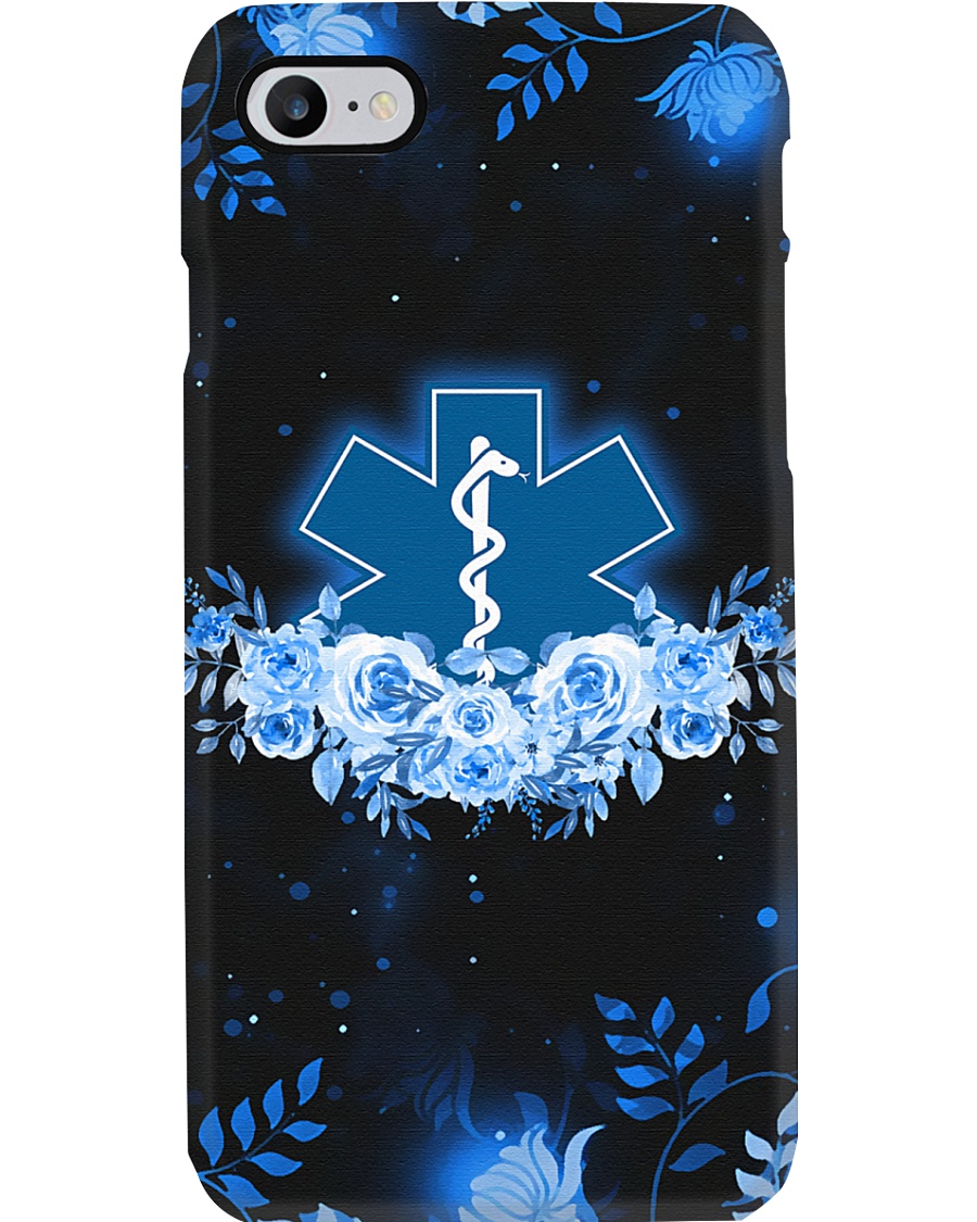 Paramedic Symbol Blue Flowers Phone Case