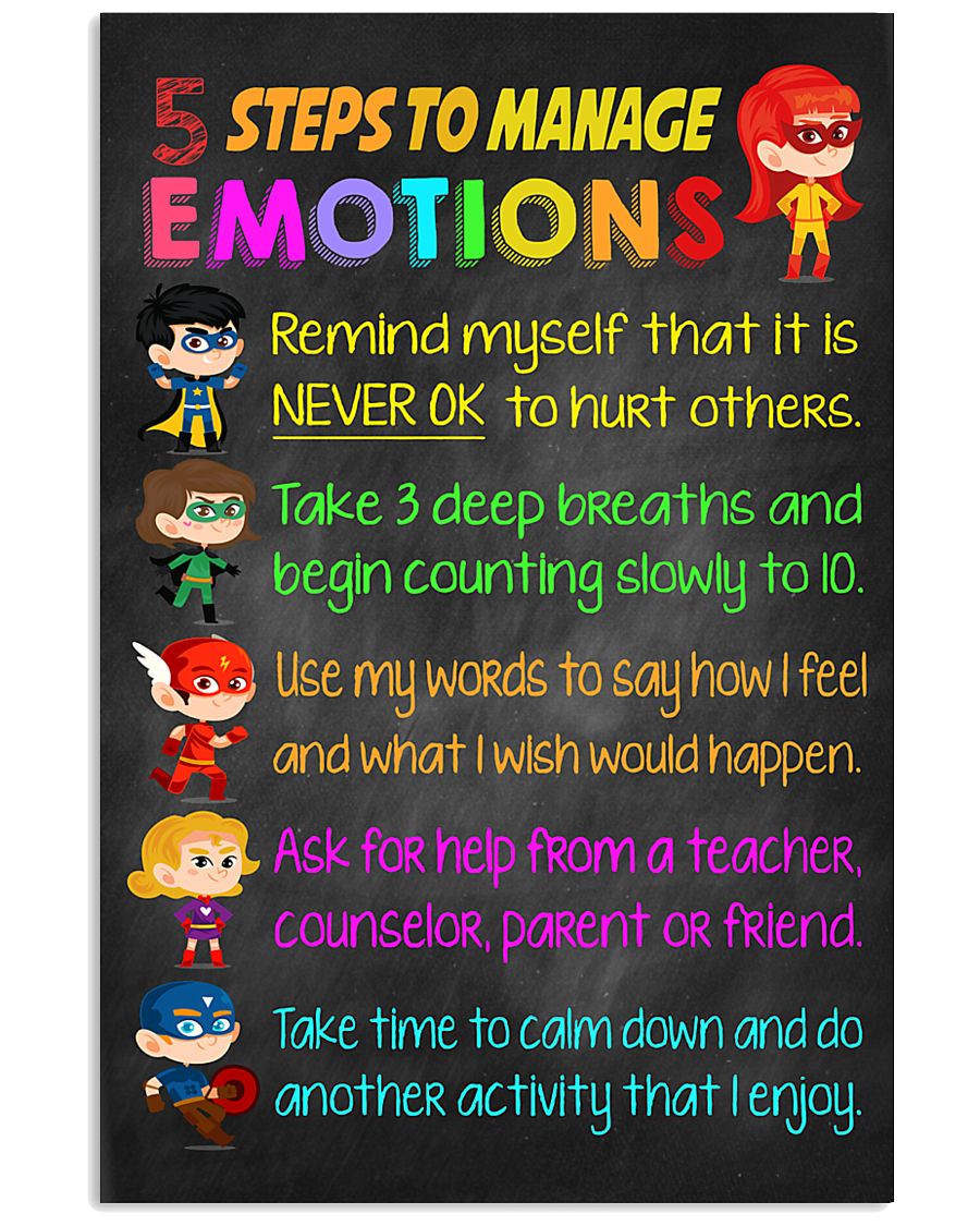 Teacher 5 Steps To Manage Emotions 11x17 Poster